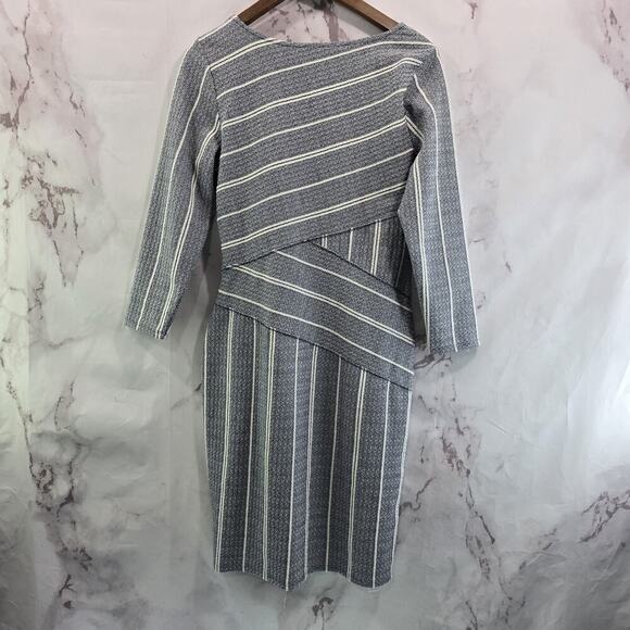 Anthropologie Dress Womens Medium Blue White Striped Mini Maeve V Neck Stretch - Picture 6 of 12